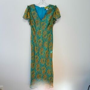 Possibility by Fiori di Zucca 100%‎ Silk Vintage Floral Dress Fully Lined Size M